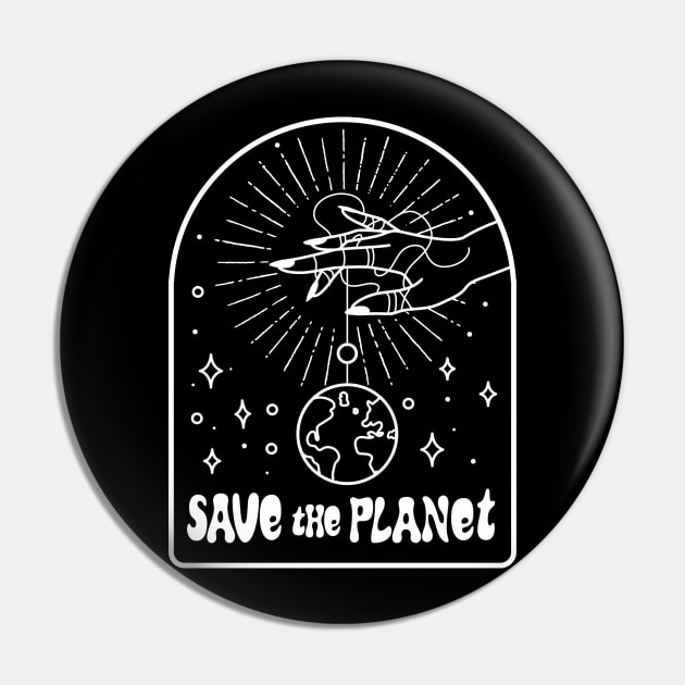 Boho Hand Strings - Save the Planet Pin by Jitterfly