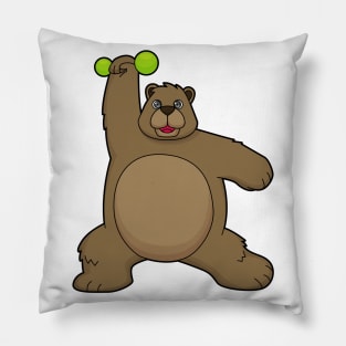 Bear with Dumbbell at Yoga Fitness Pillow
