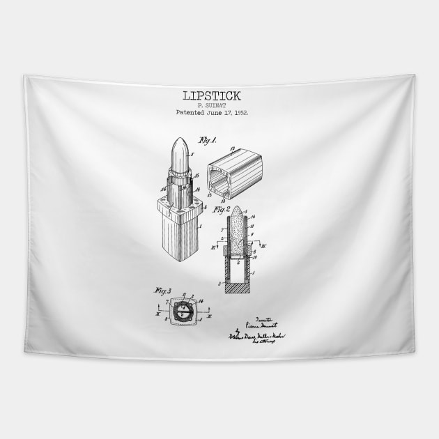 LIPSTICK patent Tapestry by Dennson Creative