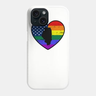 Illinois United States Gay Pride Flag Heart Phone Case