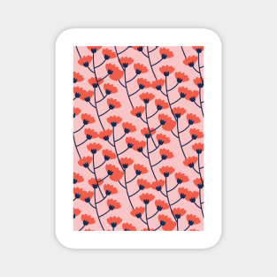 Abstract Pink Flower Pattern Magnet