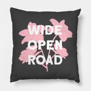 Wide Open Road, pink & white Pillow