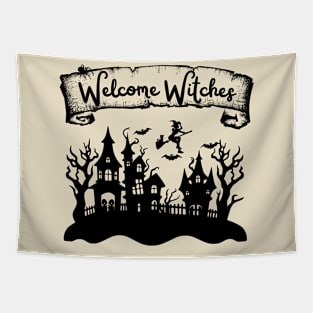 Welcome Witches Halloween Greeting Tapestry