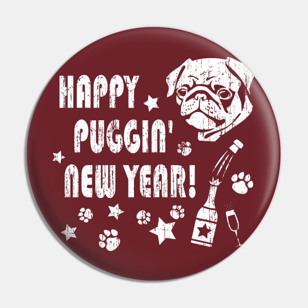 Funny New Years Shirt with a Pug Dog Pin by LacaDesigns