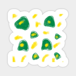 Green yellow watercolor flower art Magnet