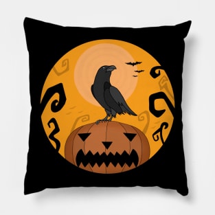 Halloween Pumpkin Crow Pillow