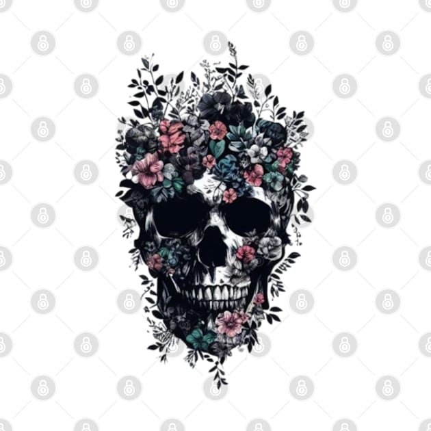 skull flowers halloween by Yonfline