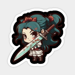 Anime Girl with Katana Magnet