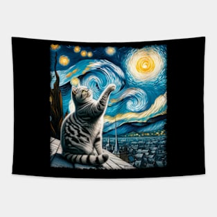 Legendary Starry Night Cat Tee Whisker Wonderland Majesty Tapestry