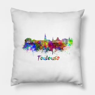 Toulouse skyline in watercolor Pillow