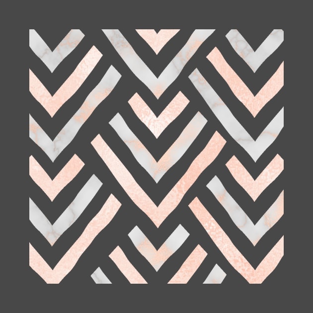 Rose Gold Marble Chevrons by peggieprints