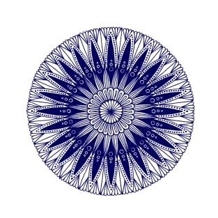 Mandala (navy blue on white) T-Shirt