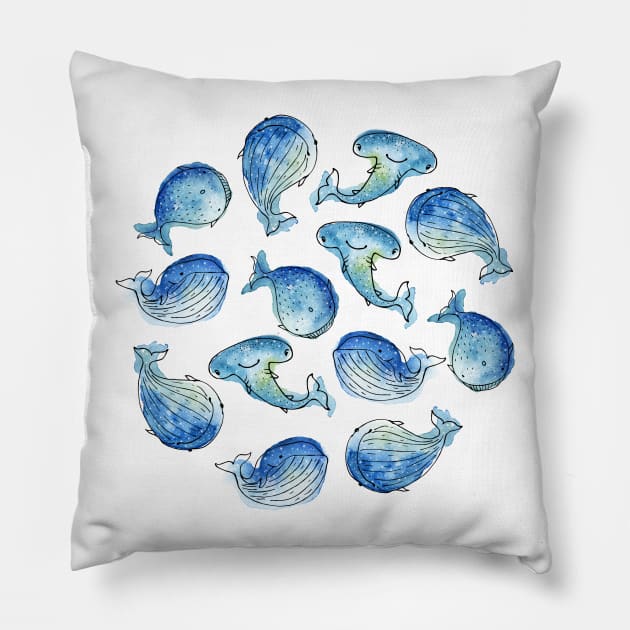 Whales Pillow by JuliaBadeeva