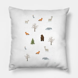 Winter Forest Animals Pillow