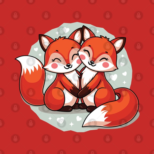 Foxes Romantic Couple by JS Arts