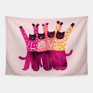 The four positive black cats celebrate LOVE Tapestry