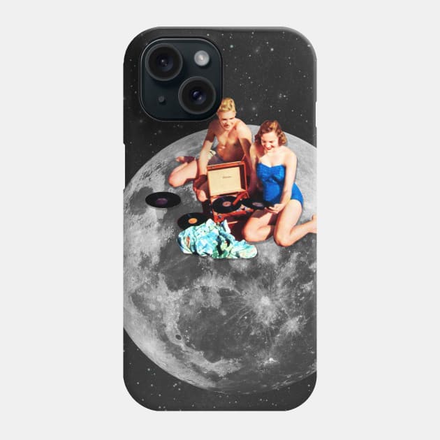 Moon and Sounds Collage art Phone Case by CollageSoul