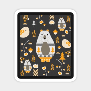 Winter bears with birds Magnet