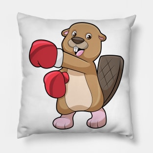 Beaver at Boxing with Boxing gloves Pillow