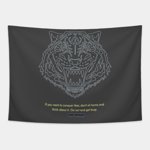 Defeat Fear Tiger Logo Tapestry by The One Stop