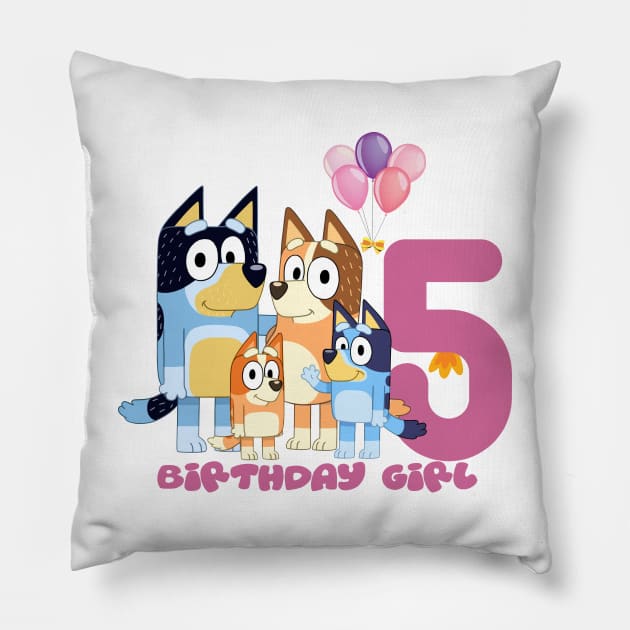 Bluey and Bingo 5 year Pillow by Justine Nolanz