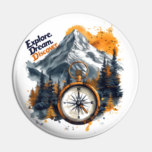 Hiking and outdoors - Explore Dream Discover Sticker Pin by Mephisto696