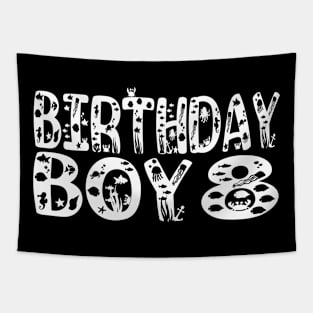 8th Birthday Boy 8 Years Old Fishing Lover Theme Party graphic Tapestry