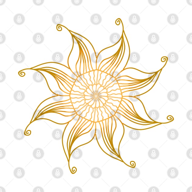 Gold Mandala Flower by Susy Maldonado illustrations