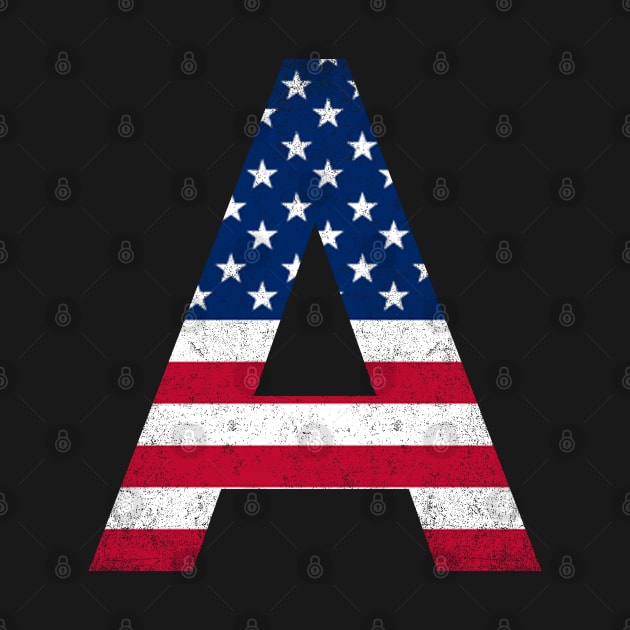 Vintage Letter A Capital Alphabet A American Flag by Shariss