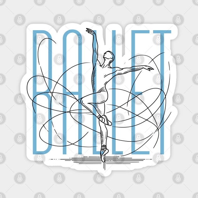 Ballet Male dancer - Black one line art Magnet by PrintSoulDesigns