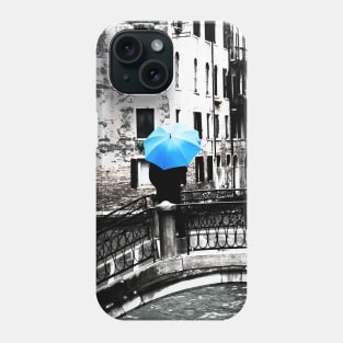 Blue Umbrella in Venice Phone Case