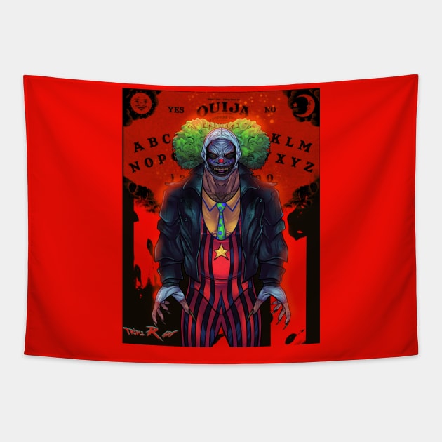 Wrestling creepy clown ouija Tapestry by Triple R Art