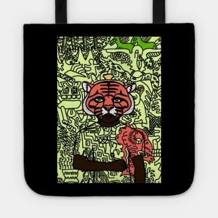 Switzerland - Green-Eyed Male Character with Animal Mask and Doodle Accent Tote