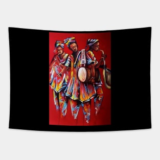 African People playing Instruments, Black History Art Tapestry