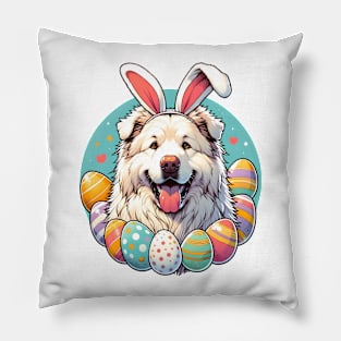 Maremma Sheepdog's Easter Celebration with Bunny Ears Pillow