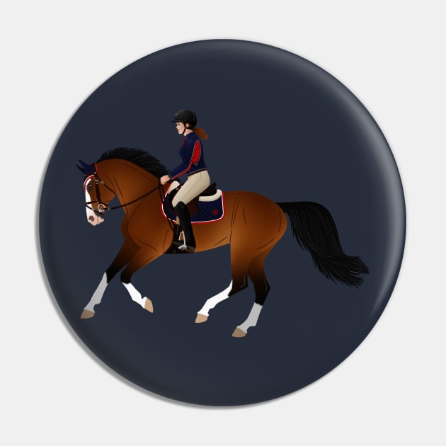 Bay English Horse and Rider - Equine Rampaige Pin by Equine Rampaige