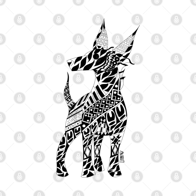 mexican xolo dog ecopop in hell trance art in floral totonac pattern by jorge_lebeau