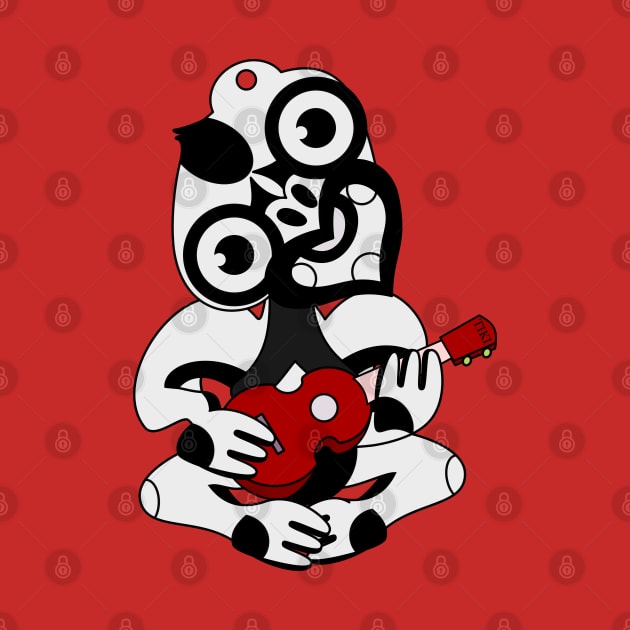 Black and Grey Hei Tiki playing a Ukulele by mailboxdisco