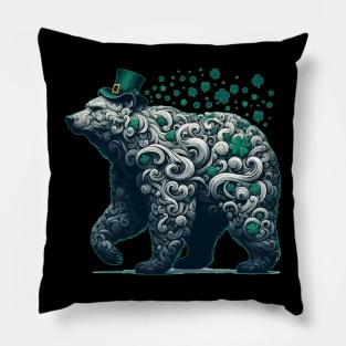 Happy st patricks day funny green bear Pillow