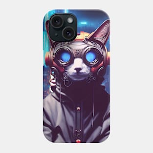 Cool Japanese Techno Cat In Japan Neon City Phone Case