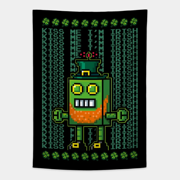 Kiss Me I'm Irish St Patrick's Day Robot Tapestry by LAB Ideas