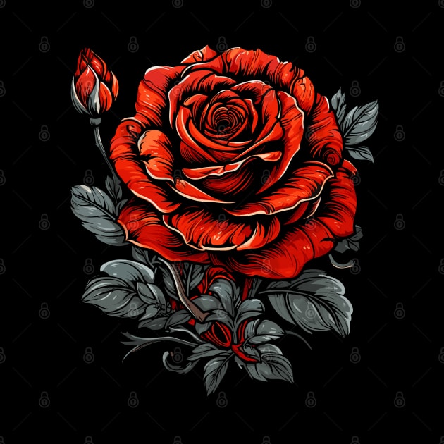 Vintage Red Rose by wordwearstyle