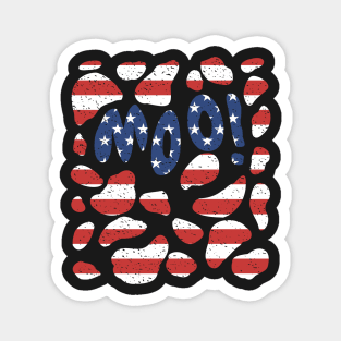 Red White And Moo Cow Funny 4th July Patriotic 2021 Magnet