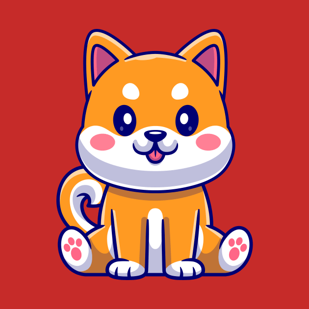 Cute Shiba Inu Sitting Cartoon by Catalyst Labs