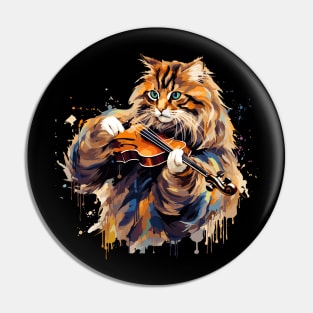 Maine Coon Cat Playing Violin Pin