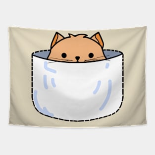 Orange Pocket Kitten Tapestry