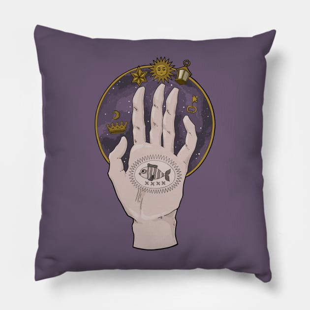 Palmistry Pillow by Newcoatofpaint