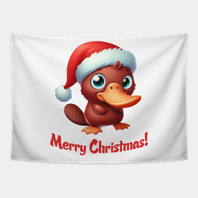 Cute Santa Platypus Illustration Tapestry by Dmytro