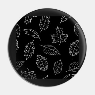 Leaves Pattern - Black and White on Black Pin