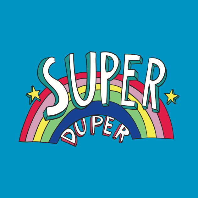 Super Duper Hand Drawn Seventies Style Rainbow Graphic by LittleBunnySunshine